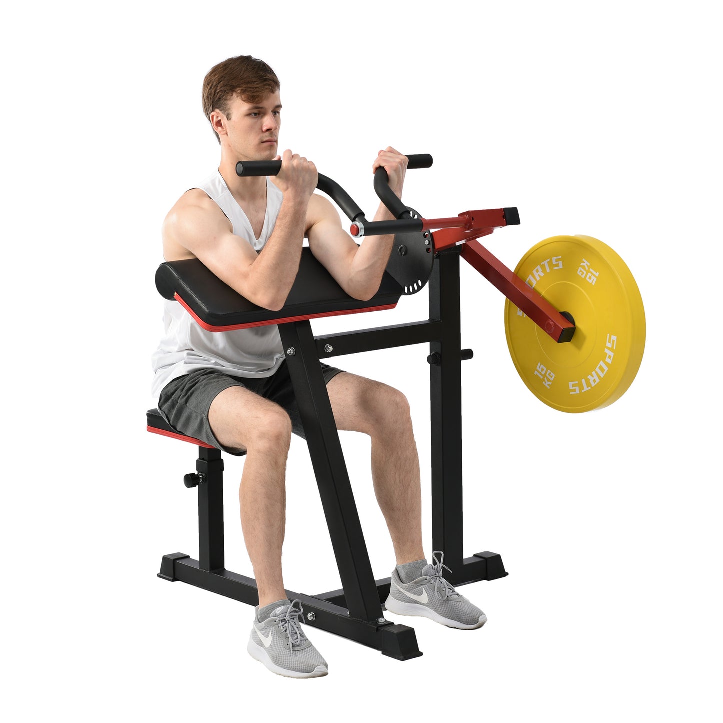 Bicep Tricep Curl Machine with Adjustable Seat, Bicep Curls and Tricep Extension Machine Home Gym