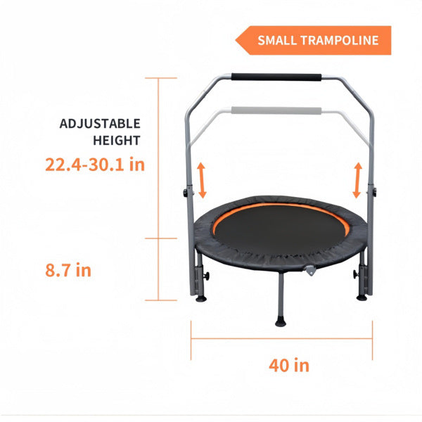 40 Inch Fitness Rebounder Trampoline for Adults, Indoor Exercise Trampoline with Safety Pad Max. Load 300 LBS for Gym Living Room Yoga Room